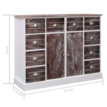 skænk med 10 skuffer 113x30x79 cm træ brun