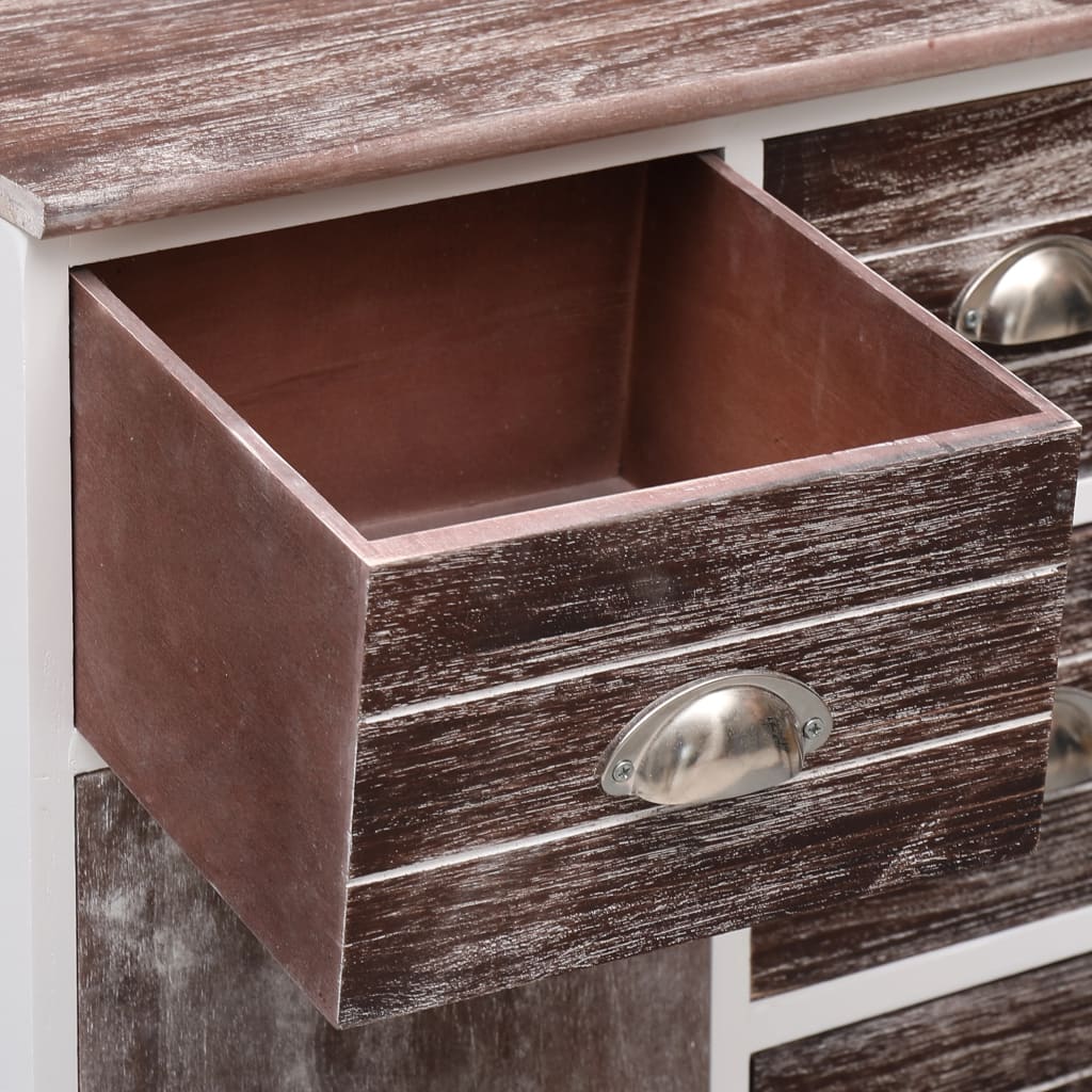 skænk med 10 skuffer 113x30x79 cm træ brun