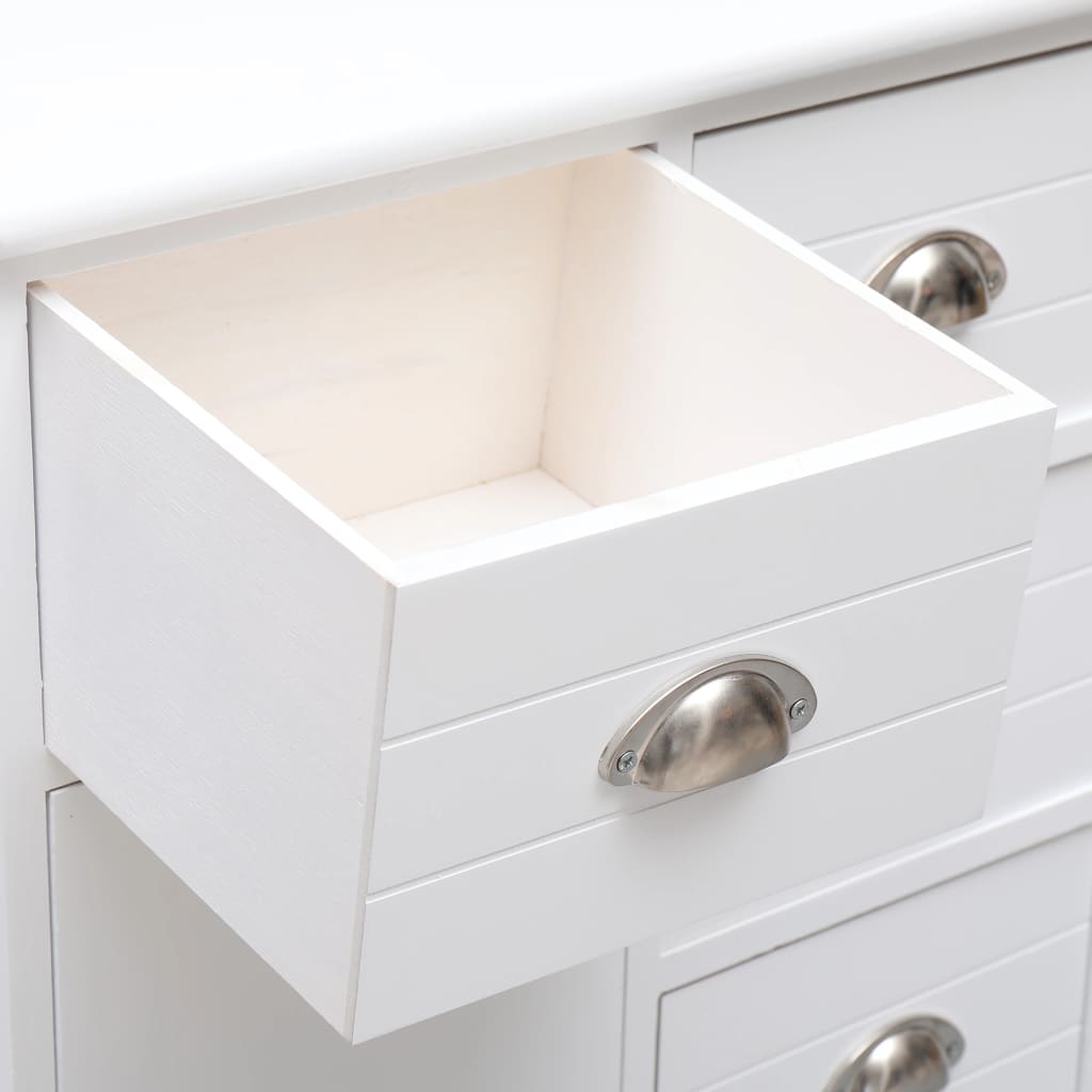 skænk med 10 skuffer 113x30x79 cm træ hvid