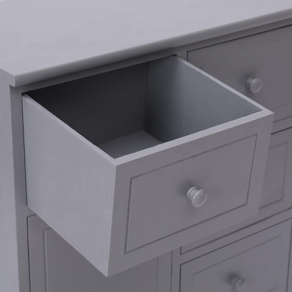 skænk med 10 skuffer 113x30x79 cm træ grå