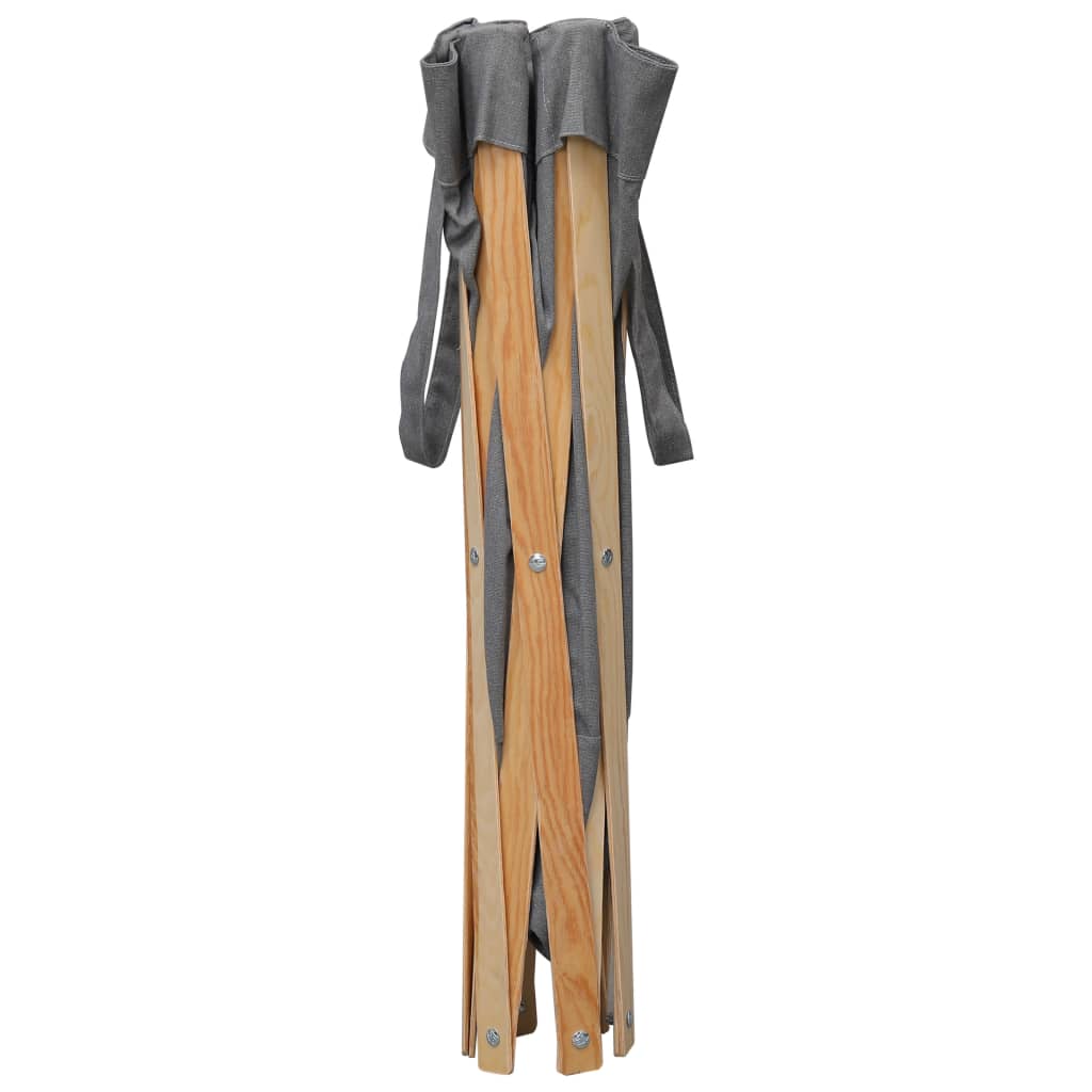 foldbar vasketøjskurv træ og stof grå