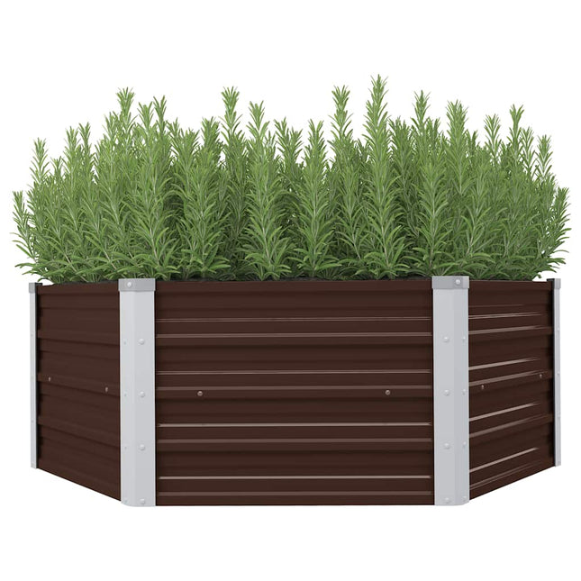 hævet plantekasse 129 x 129 x 45 cm galvaniseret stål brun