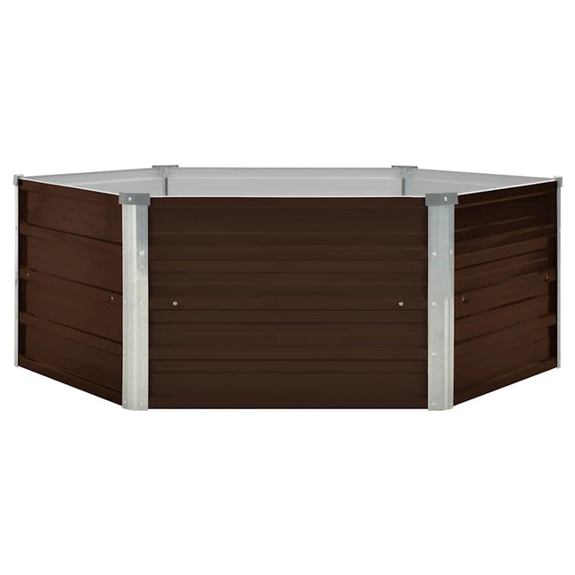 hævet plantekasse 129 x 129 x 45 cm galvaniseret stål brun