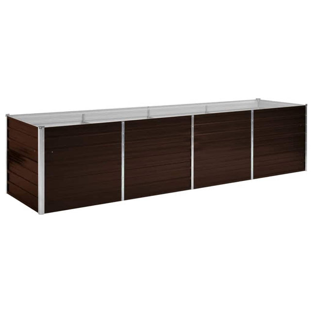 hævet plantekasse 320x80x77 cm galvaniseret stål brun