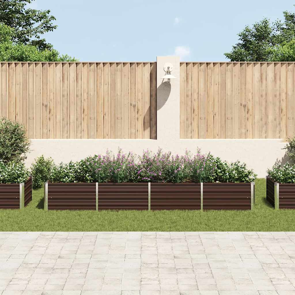 hævet plantekasse 320x80x45 cm galvaniseret stål brun