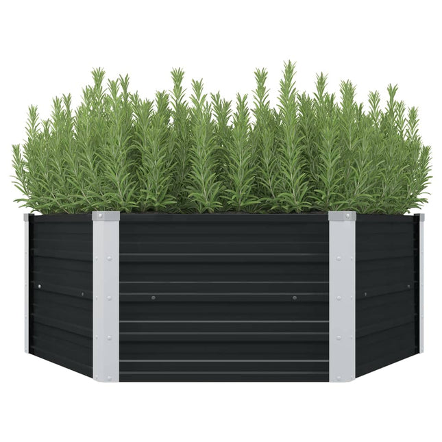 hævet plantekasse 129x129x45 cm galvaniseret stål antracitgrå