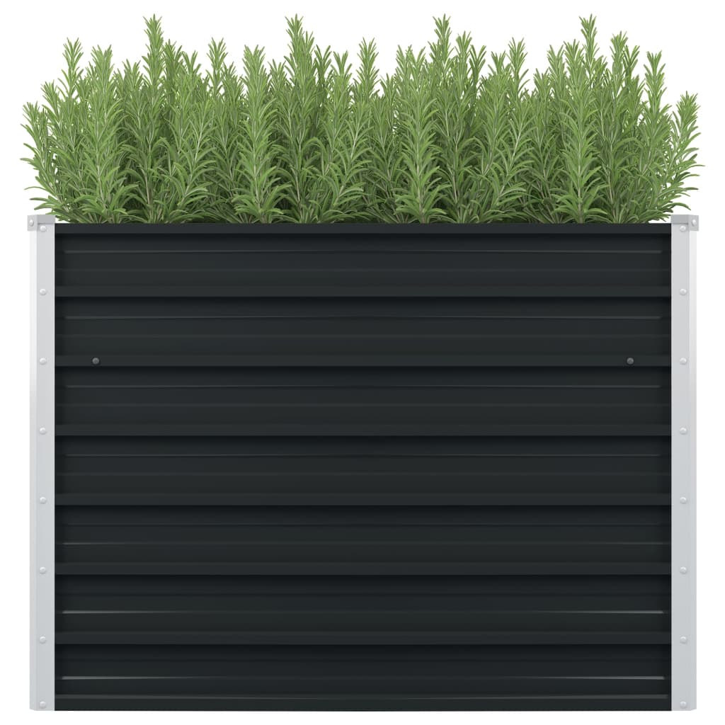 hævet plantekasse 100x100x77 cm galvaniseret stål antracitgrå