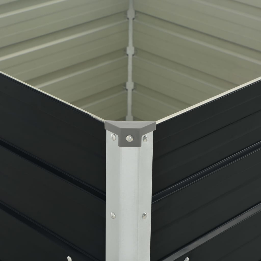 hævet plantekasse 100x100x77 cm galvaniseret stål antracitgrå