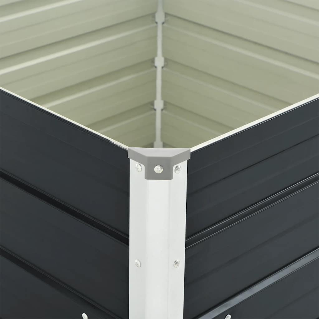 hævet plantekasse 100x100x77 cm galvaniseret stål antracitgrå