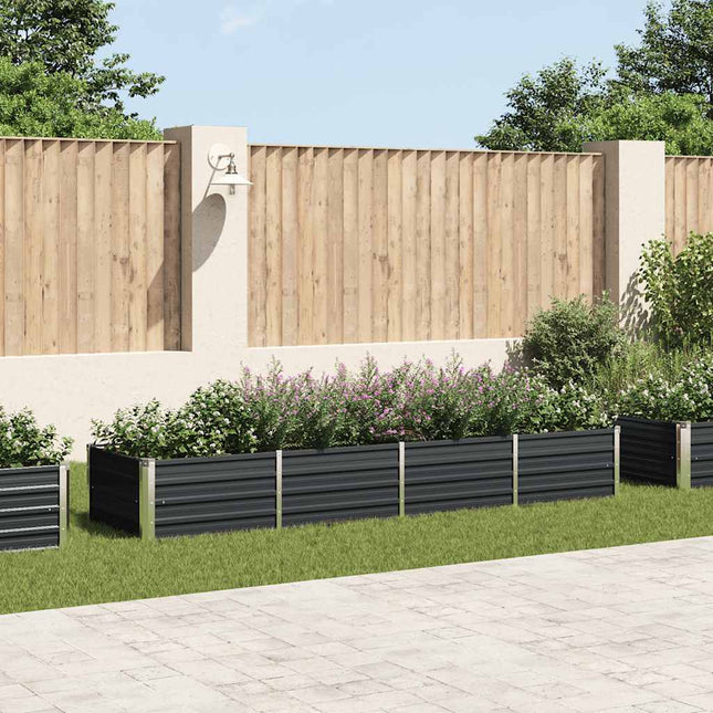 hævet plantekasse 320x80x45 cm galvaniseret stål antracitgrå