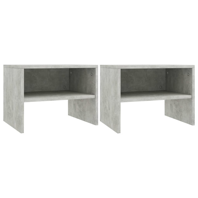 sengeborde 2 stk. 40x30x30 cm konstrueret træ Betongrå
