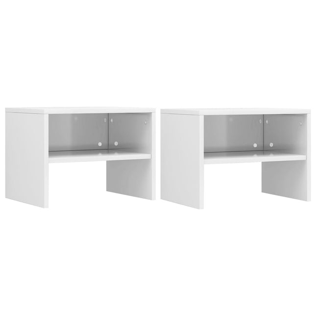 sengebord 2 stk. 40x30x30 cm konstrueret træ hvid højglans