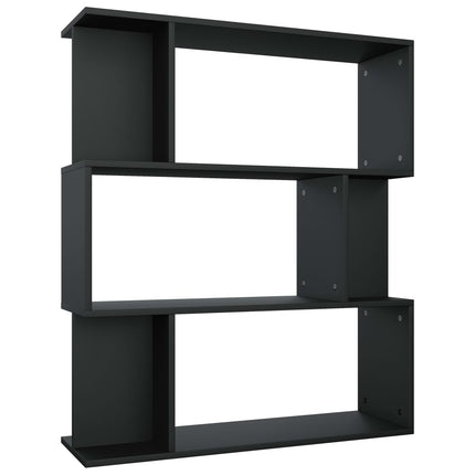 bogreol/rumdeler 80x24x96 cm konstrueret træ sort