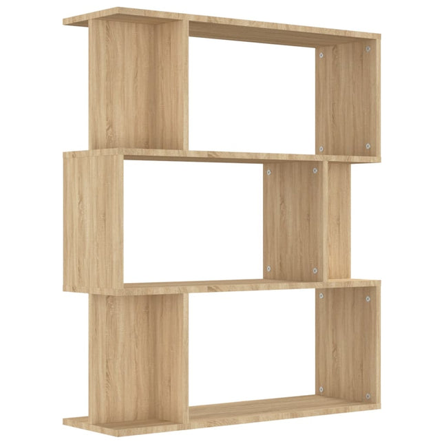 bogreol/rumdeler 80x24x96 cm konstrueret træ sonoma-eg