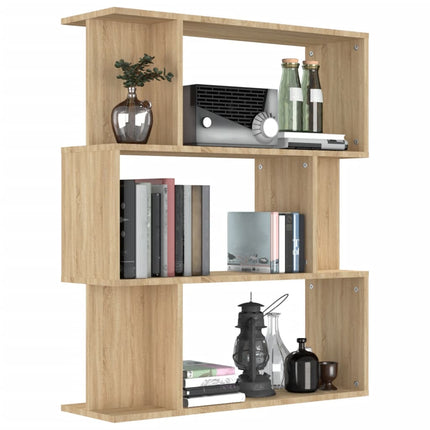 bogreol/rumdeler 80x24x96 cm konstrueret træ sonoma-eg
