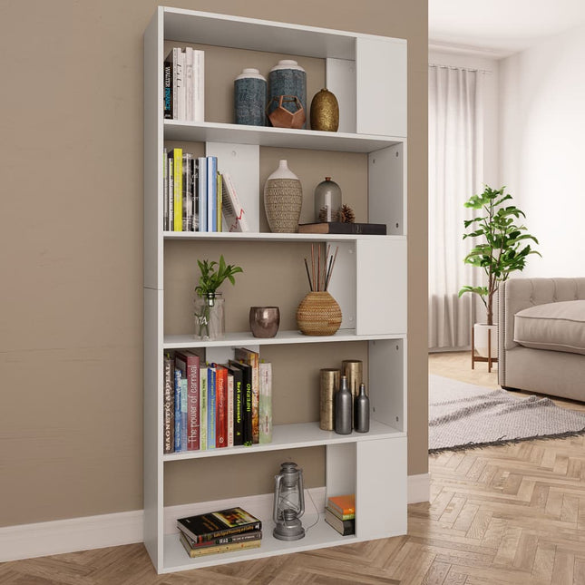 bogreol/rumdeler 80x24x159 cm konstrueret træ hvid