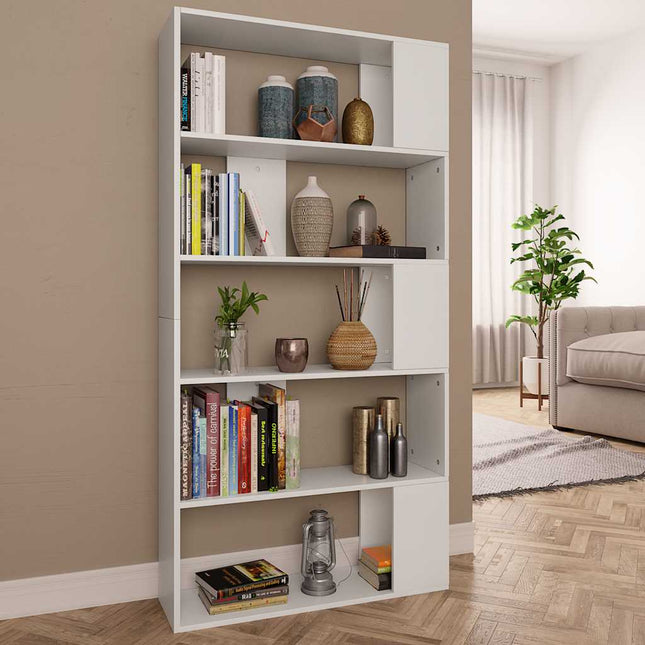 bogreol/rumdeler 80x24x159 cm konstrueret træ hvid