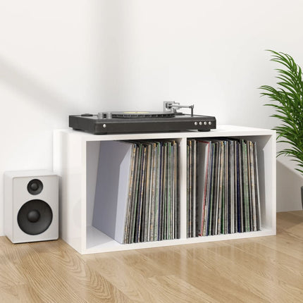 reol til lp'er 71x34x36 cm konstrueret træ hvid  (OUTLET)