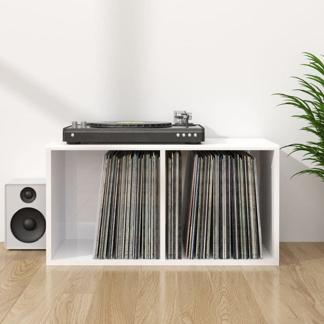 reol til lp'er 71x34x36 cm konstrueret træ hvid højglans