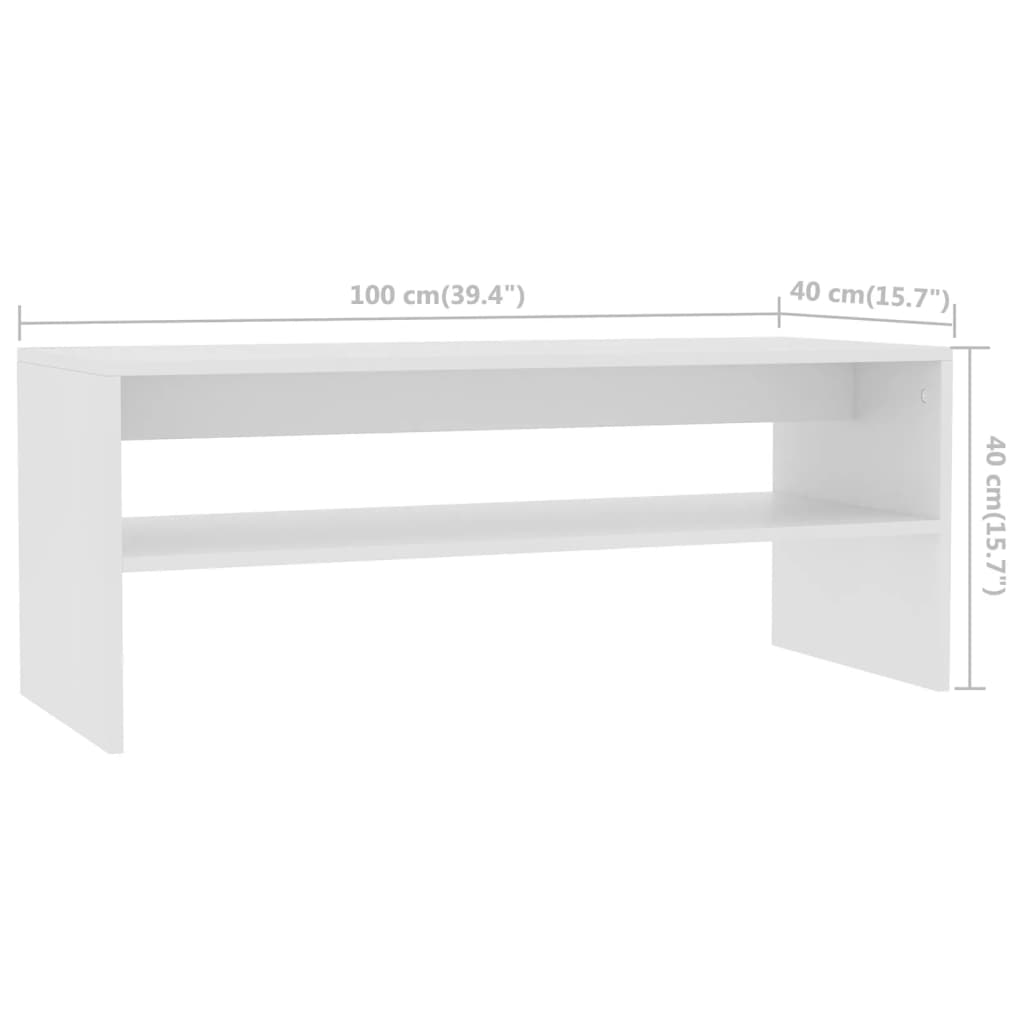 sofabord 100x40x40 cm konstrueret træ hvid