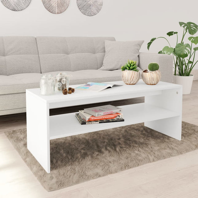 sofabord 100x40x40 cm konstrueret træ hvid
