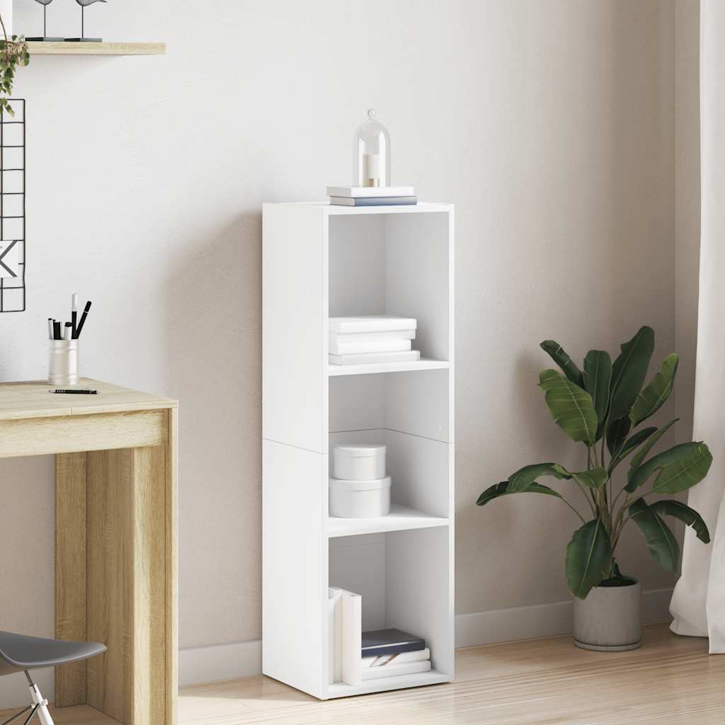 Bogreol/TV-Bord Konstrueret Træ - Hvid / 36 x 30 x 114 cm