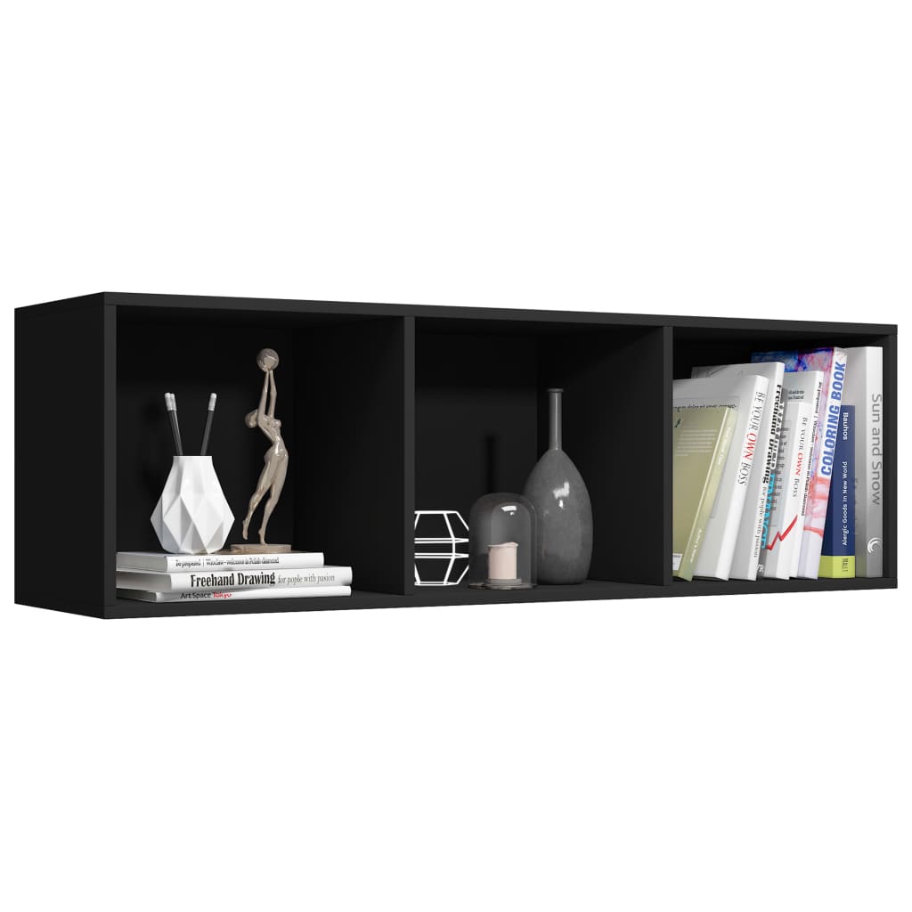 bogreol/tv-bord 36x30x114 cm konstrueret træ sort