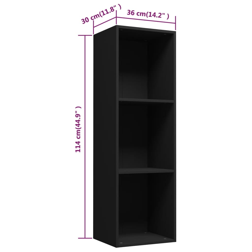 bogreol/tv-bord 36x30x114 cm konstrueret træ sort