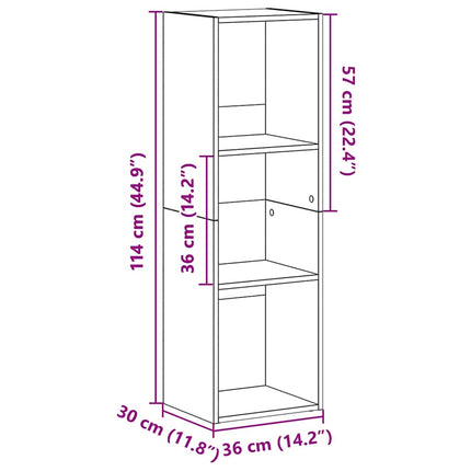bogreol/tv-bord 36x30x114 cm konstrueret træ sort