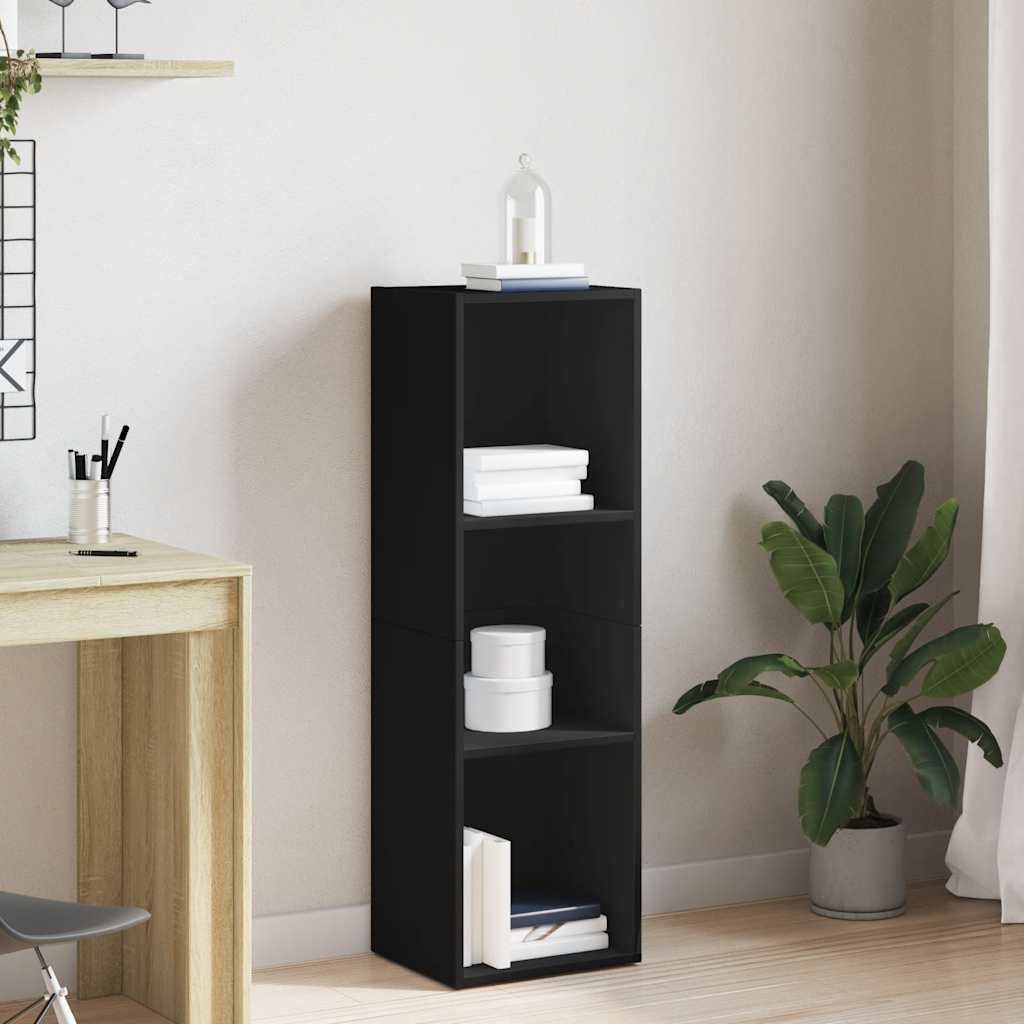 Bogreol/TV-Bord Konstrueret Træ - Sort / 36 x 30 x 114 cm