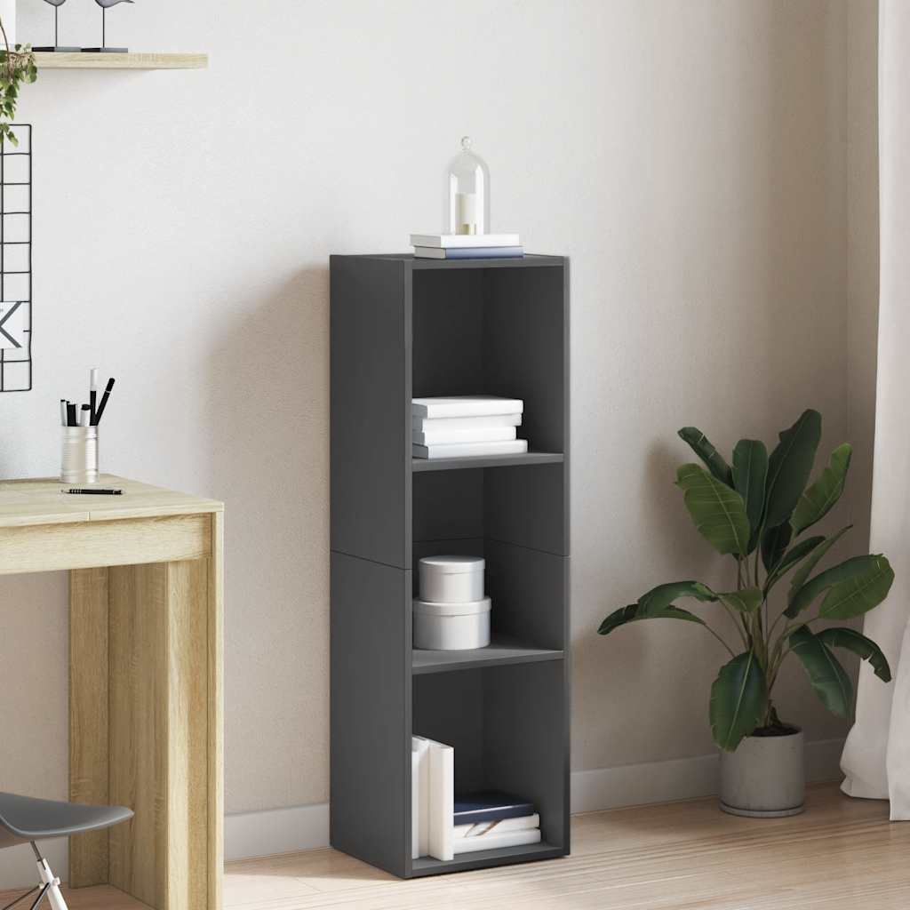 bogreol/tv-bord 36x30x114 cm konstrueret træ grå højglans billede