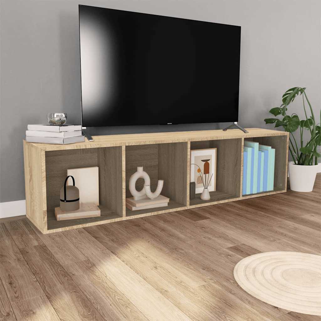 bogreol/tv-bord 36x30x143 cm konstrueret træ Sonoma-eg
