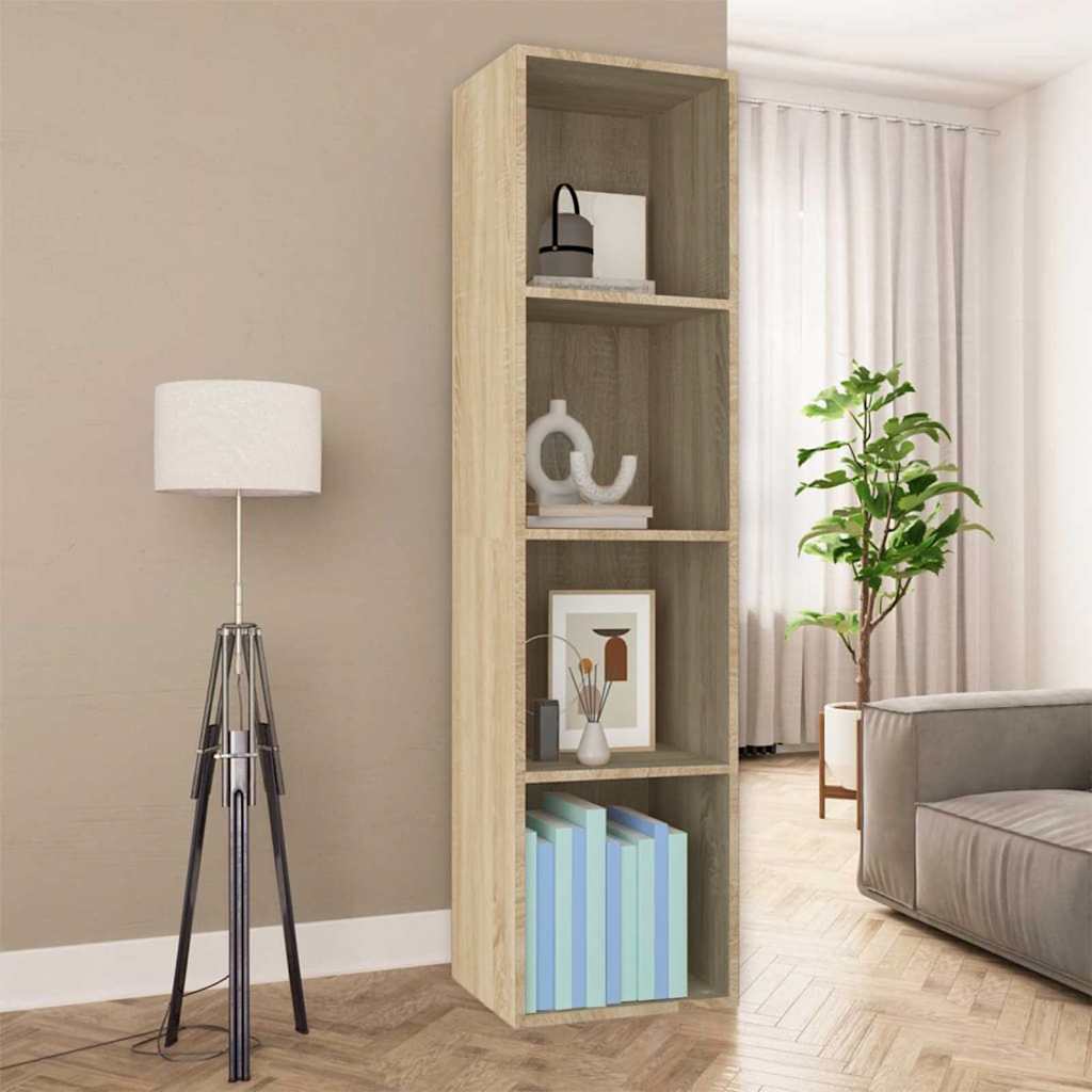 bogreol/tv-bord 36x30x143 cm konstrueret træ Sonoma-eg