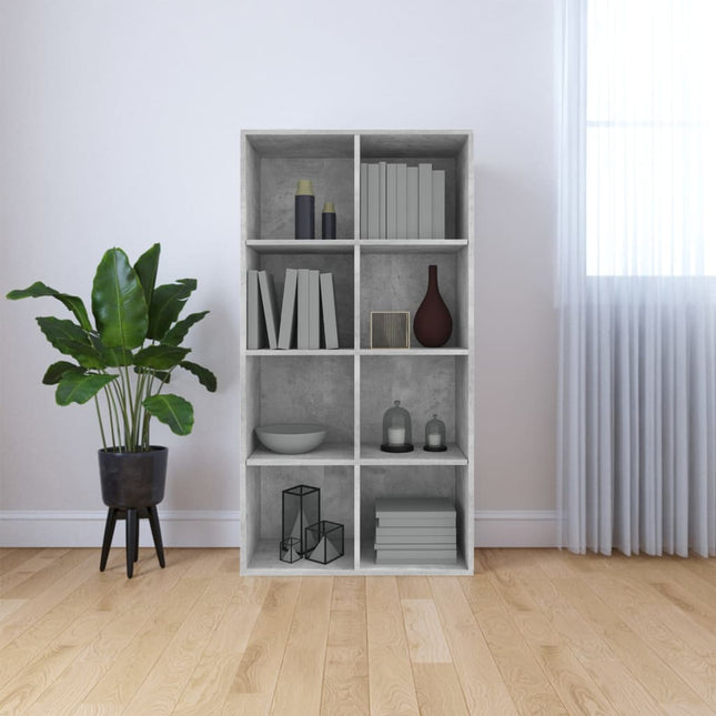 bogreol/skænk 66x30x130 cm konstrueret træ Betongrå