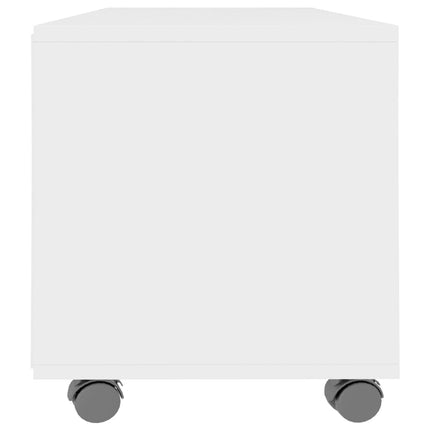 tv-bord med hjul 90x35x35 cm konstrueret træ hvid