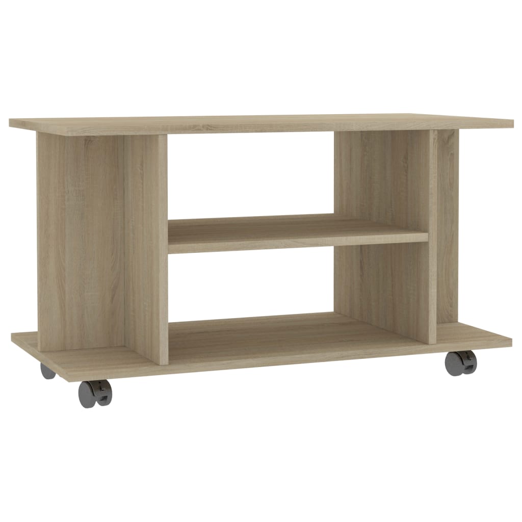 tv-skab med hjul 80x40x45 cm konstrueret træ sonoma-eg