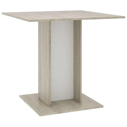 spisebord 80 x 80 x 75 cm konstrueret træ hvid og sonoma-eg