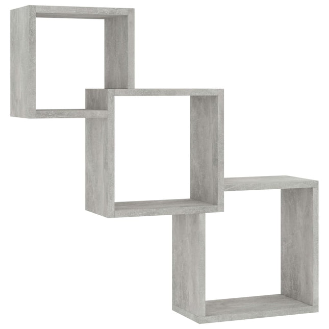 væghylder 84,5x15x27 cm kubeformet konstrueret træ betongrå