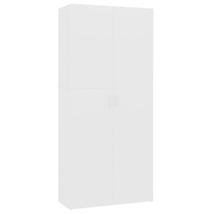 skoskab 80x35,5x180 cm konstrueret træ hvid
