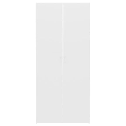 skoskab 80x35,5x180 cm konstrueret træ hvid