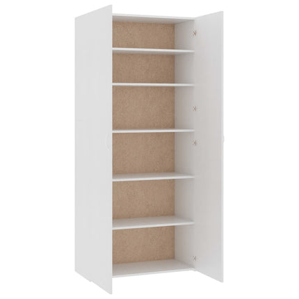 skoskab 80x35,5x180 cm konstrueret træ hvid