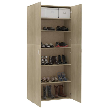 skoskab 80x35,5x180 cm konstrueret træ sonoma-eg