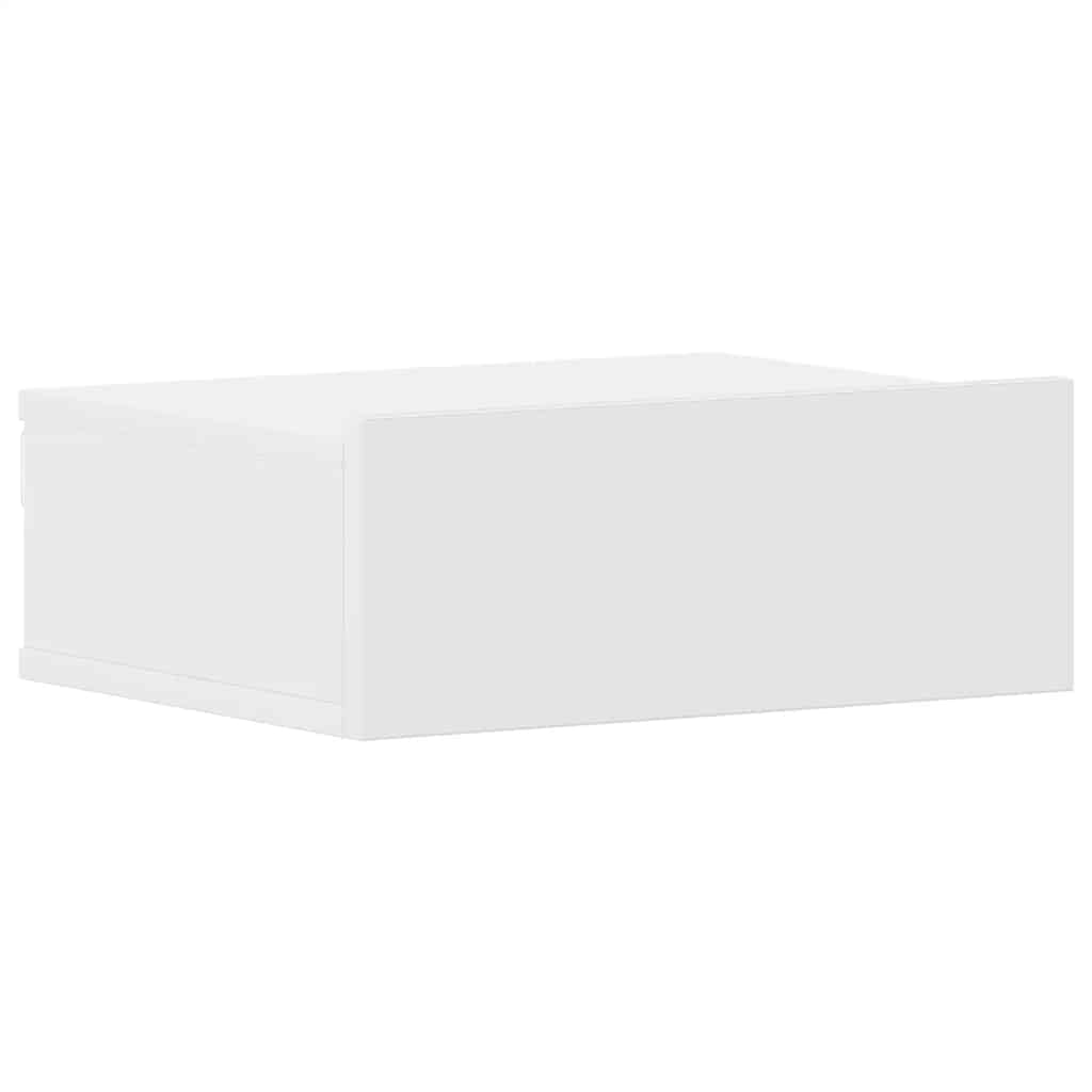 væghængt natbord 40x30x15 cm konstrueret træ hvid