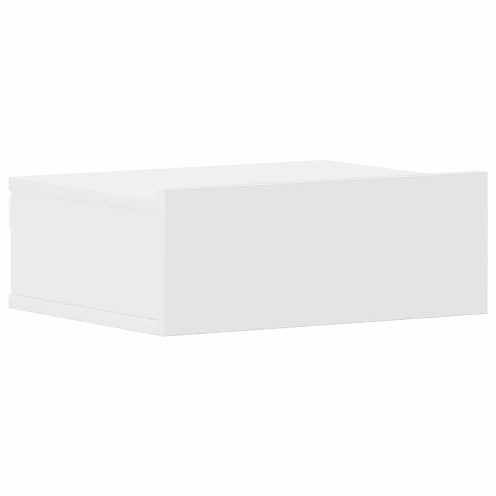 svævende natborde 2 stk. 40 x 30 x 15 cm konstrueret træ hvid