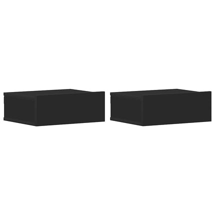 svævende natborde 2 stk. 40 x 30 x 15 cm konstrueret træ sort