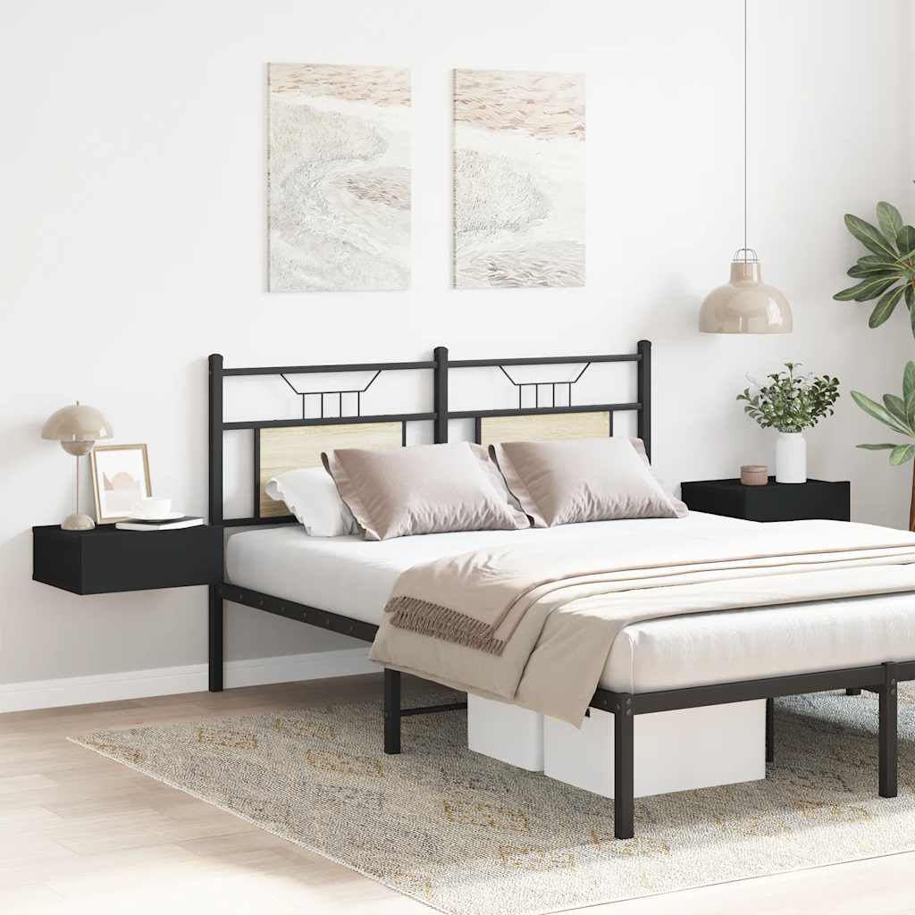 svævende natborde 2 stk. 40 x 30 x 15 cm konstrueret træ sort