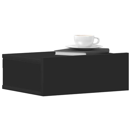 svævende natborde 2 stk. 40 x 30 x 15 cm konstrueret træ sort