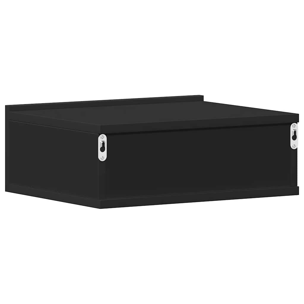 svævende natborde 2 stk. 40 x 30 x 15 cm konstrueret træ sort