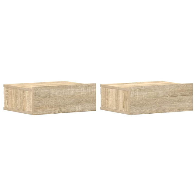 svævende natborde 2 stk. 40 x 30 x 15 cm konstrueret træ sonoma