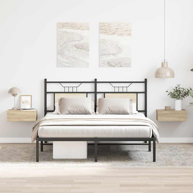 svævende natborde 2 stk. 40 x 30 x 15 cm konstrueret træ sonoma